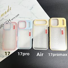撞色苹果17promax双色手机壳iPhone15/14pro磨砂壳亚克力12凹槽壳
