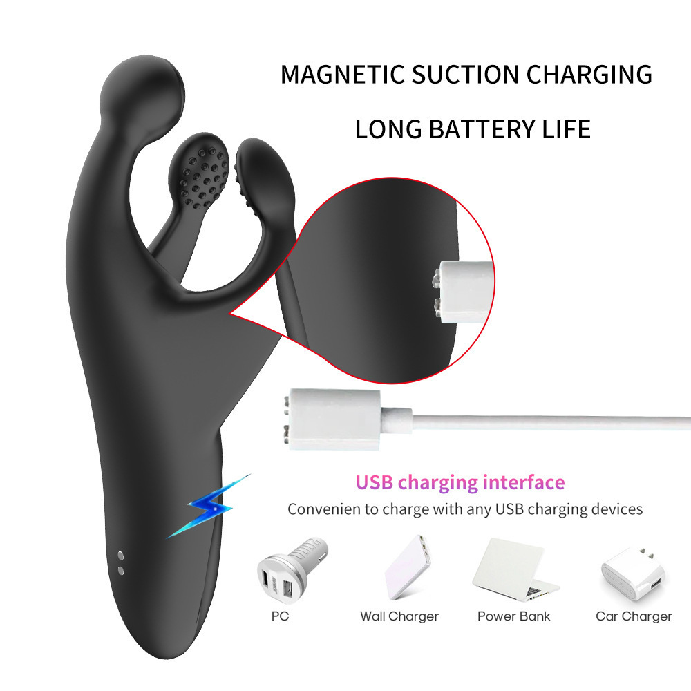 Odin Triple-Head Vibrating Prostate and Testicle Massager, 10-Frequency Silicone Anal Plug — detail image 6