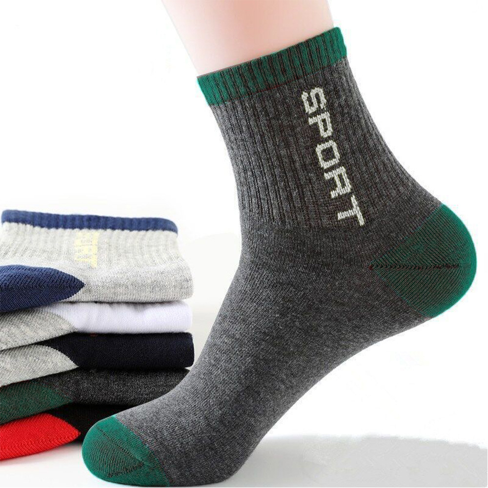 Men's Mid-Calf Socks Wholesale Sport Letter Athletic Socks Sweat-Absorbent Breathable Spring Summer Solid Color Men's Long Socks