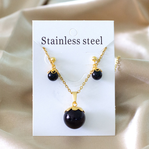 Stainless steel set cross-border hot selling simple fashion jewelry earrings necklace set decorations wholesale for women manufacturers