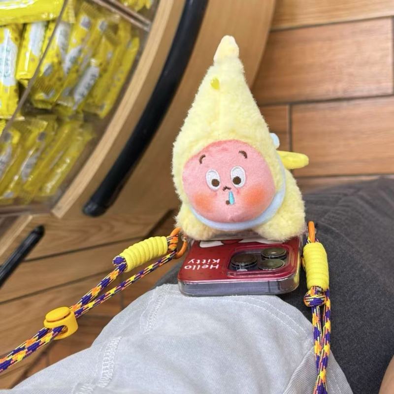 手机背夹星星人斜挎挂绳装饰可爱毛绒娃娃挂件零钱包斜跨机通用|undefined