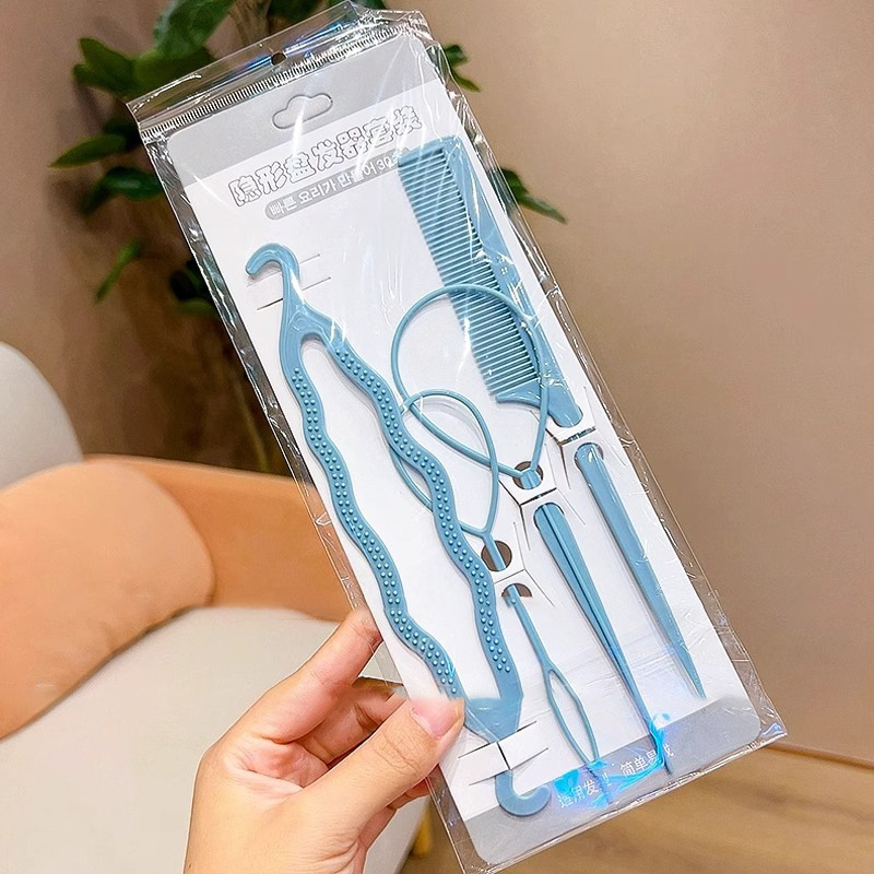 Cuatro piezas de cabello de cabello para adultos, aguja de cabello para niños, herramienta de trenzado de cabello para perezoso, artefacto de trenzado de cabello