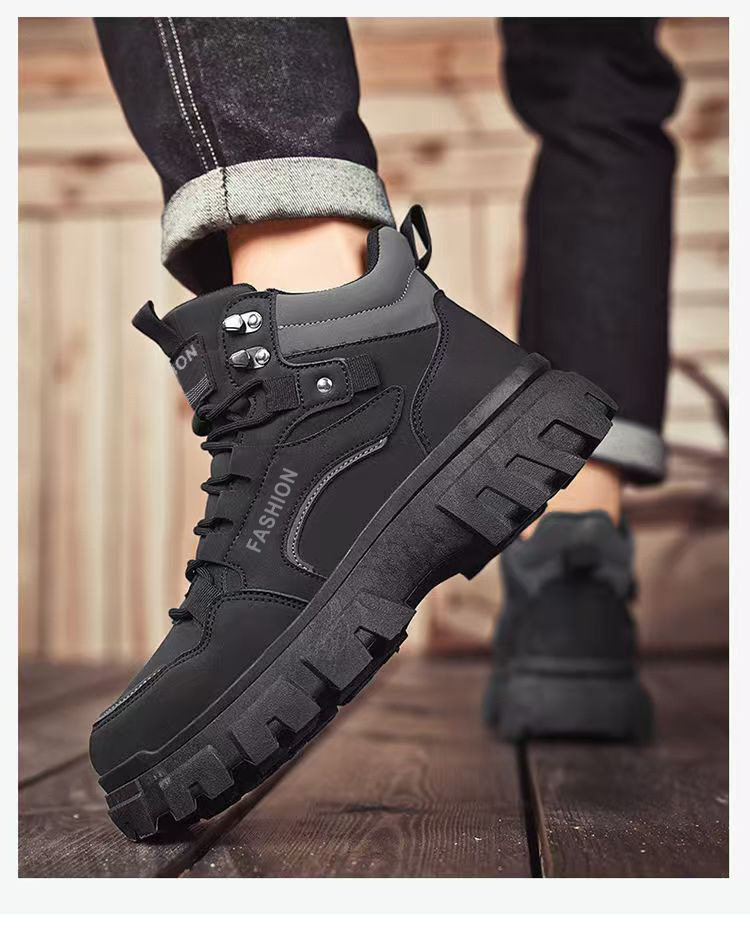 Giày bốt Martin nam cổ cao đế dày chống trượt, giày bảo hộ ngoài trời bền bỉ — KA02 màu kaki, KA02 màu xám, KA02 màu đen chi tiết 1