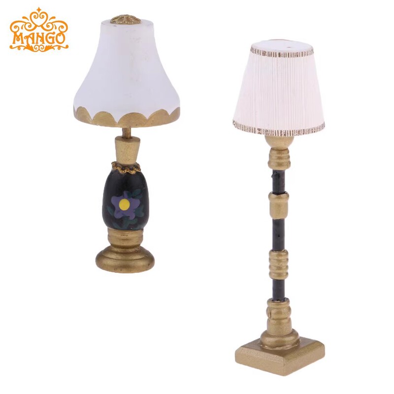 DIY1:12 doll house dollhouse mini model mini scene props resin floor lamp table lamp is not bright