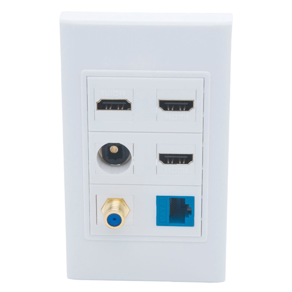 美式  6口 3位HDMI 1位镀金F头 1位CAT6 RJ45网络1位TOSLINK 面板