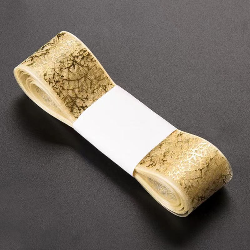 En stock venta al por mayor 2,2 borde dorado cinta regalo de cumpleaños pastel embalaje cinta arco flor regalo