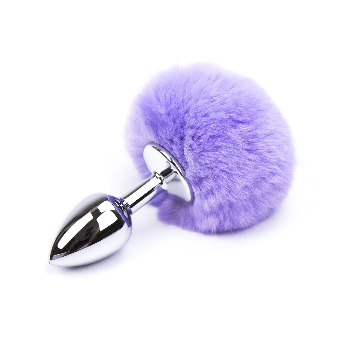 Rabbit Tail Anal Plug with Faux Mink Fur Ball and Metal Expander — detail image 3