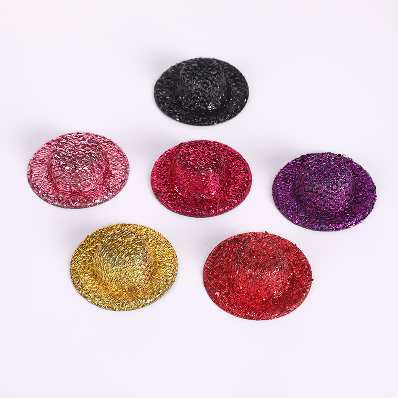 5,8 cm de lentejuelas gruesas, gorras redondas, gorras de bar de baile, horquillas, gorras de fieltro, gorras desnudas, accesorios de bricolaje image 5