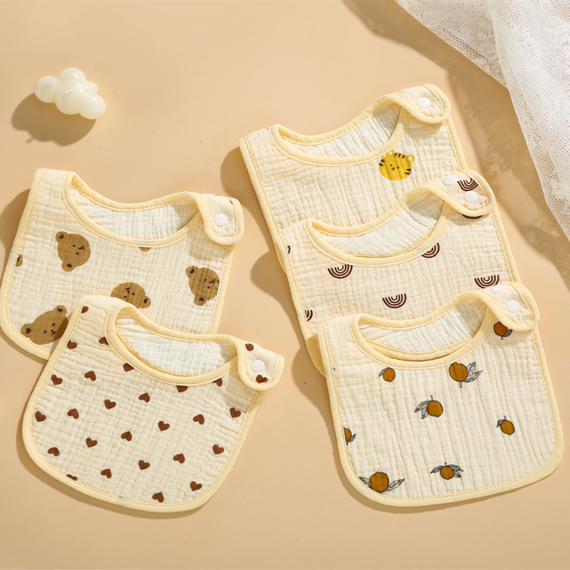 Six-Layer Cotton Gauze Class a Saliva Towel Bib, U-Shaped Bib for Babies, Enlarged and Soft, Protects Children's Stomach and Prevents Spit-Up