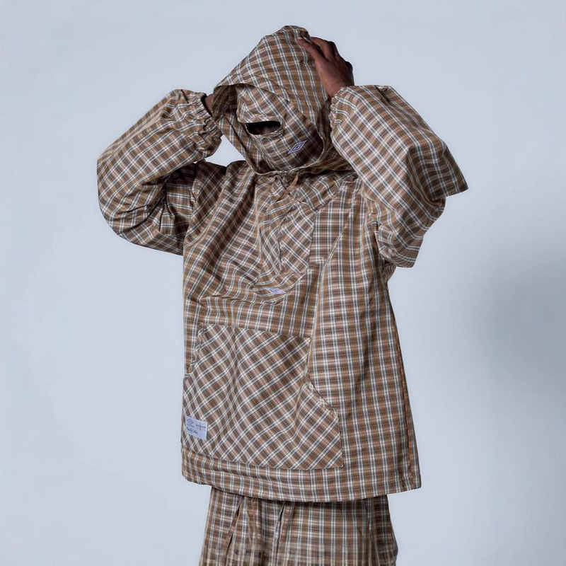 Cross-border foreign trade balaclava pullover coat for men and women Y2K plaid hooded spring and autumn sweater wholesale