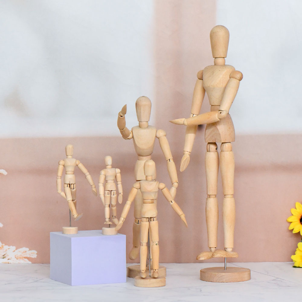 Muñecas de madera de dibujo de imitación de cuerpo humano modelo de arte 12 pulgadas muñecas de madera móviles adornos de madera