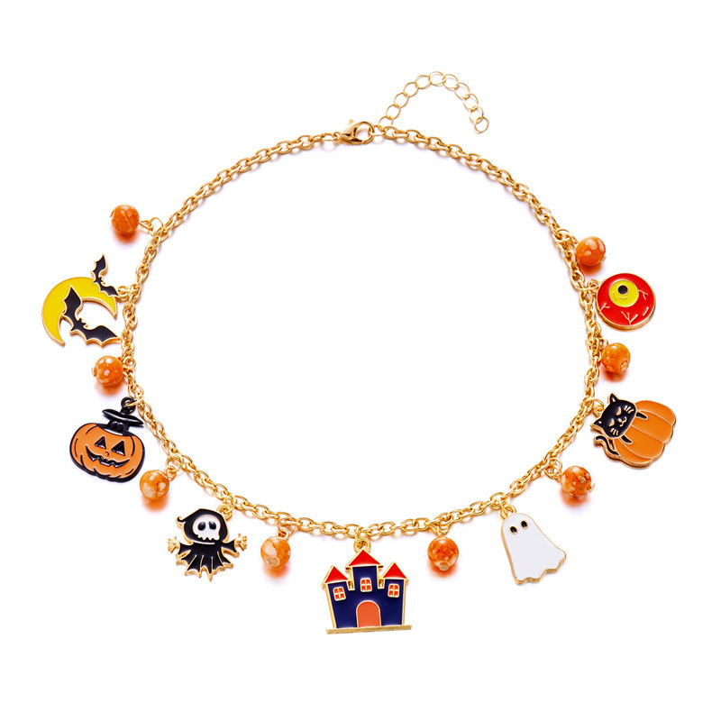 クロスボーダーネックレス卸売新しいハロウィンアクセサリーニッチハイエンドジュエリー鎖骨チェーンレディースペンダントライト高級ネックレス|undefined