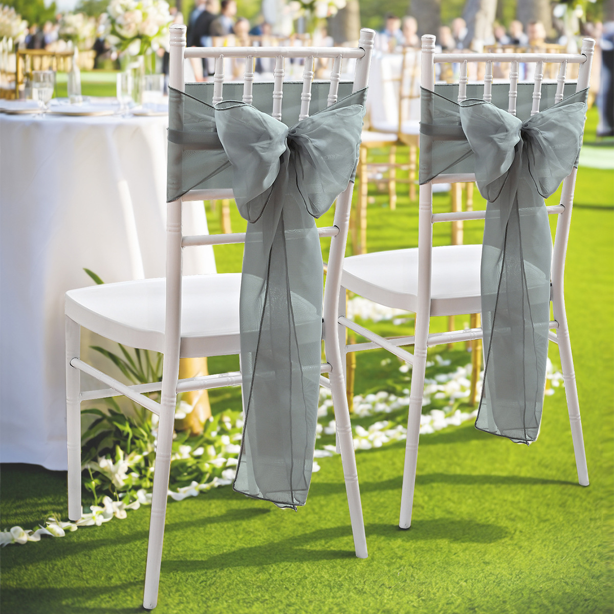 Trailon nuevo estilo transfronterizo respaldo de silla flor arco de boda decoración ramo de fotografía de boda accesorios funda de silla respaldo de silla flor