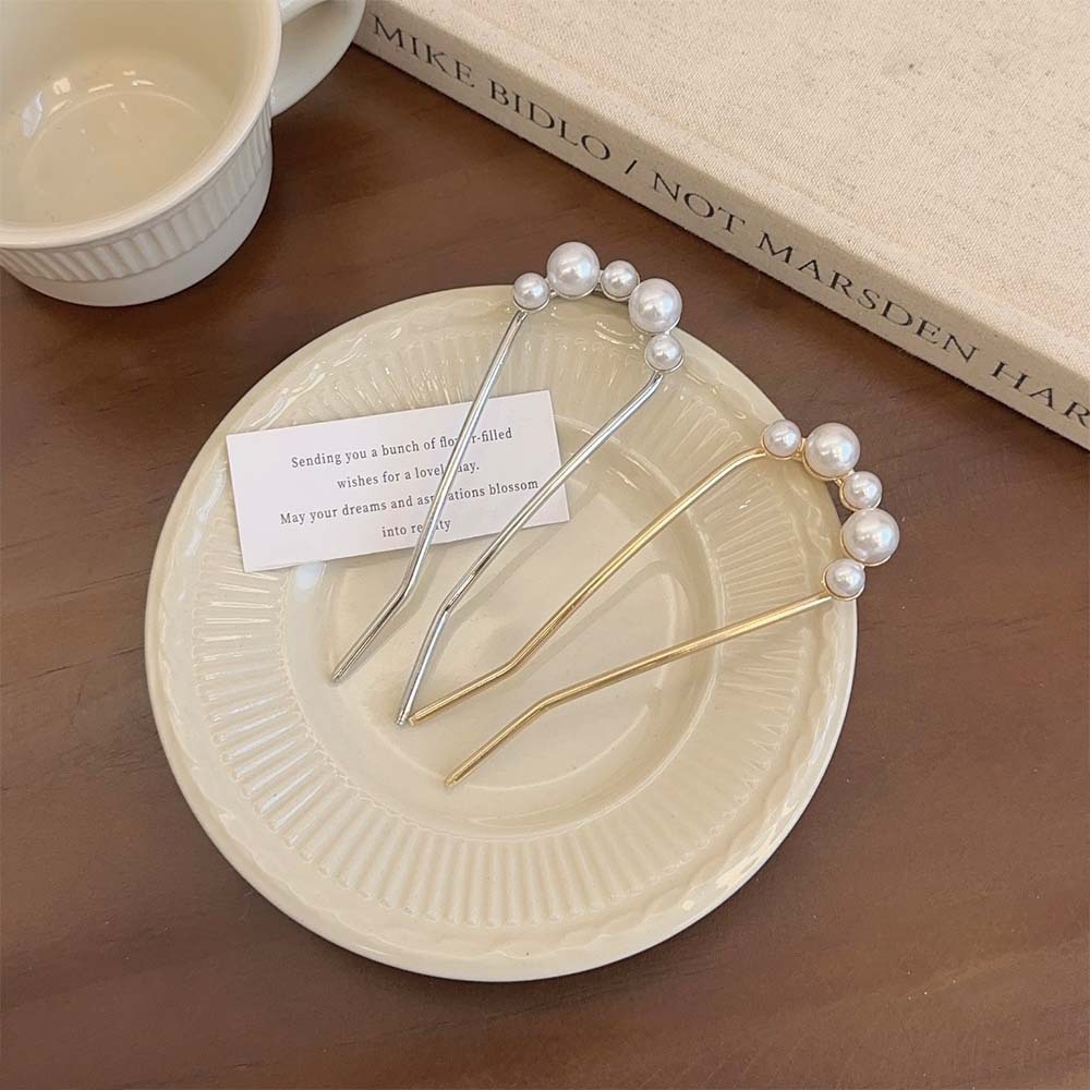 Estilo coreano moderno y simple pinzas de cabello de metal para mujeres diarias bola de cabello tipo cabeza de pinzas de cabello de perla temperamento pinzas de cabello