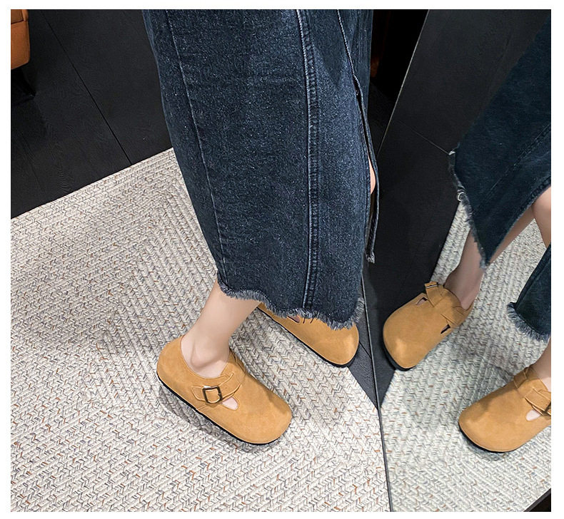 Dép sandal nữ bít mũi da thật quai khóa đế dày kiểu Birkenstock — 261 Màu nâu sẫm (toàn bộ), 261 Xám (toàn bộ), 261 kaki (toàn bộ băng đảng), 265 kaki (nửa kéo) chi tiết 23