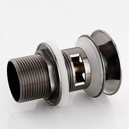 Todo el lavabo de cobre, pistola cromada de rebote de agua, cubierta gris grande con orificio de desbordamiento 1 1/4 de agua, rebote de vidrio con canasta