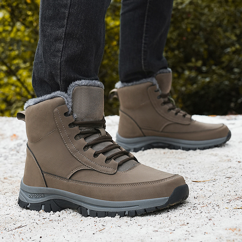 Cotton shoes men's winter snow boots men's hiking shoes plus velvet…