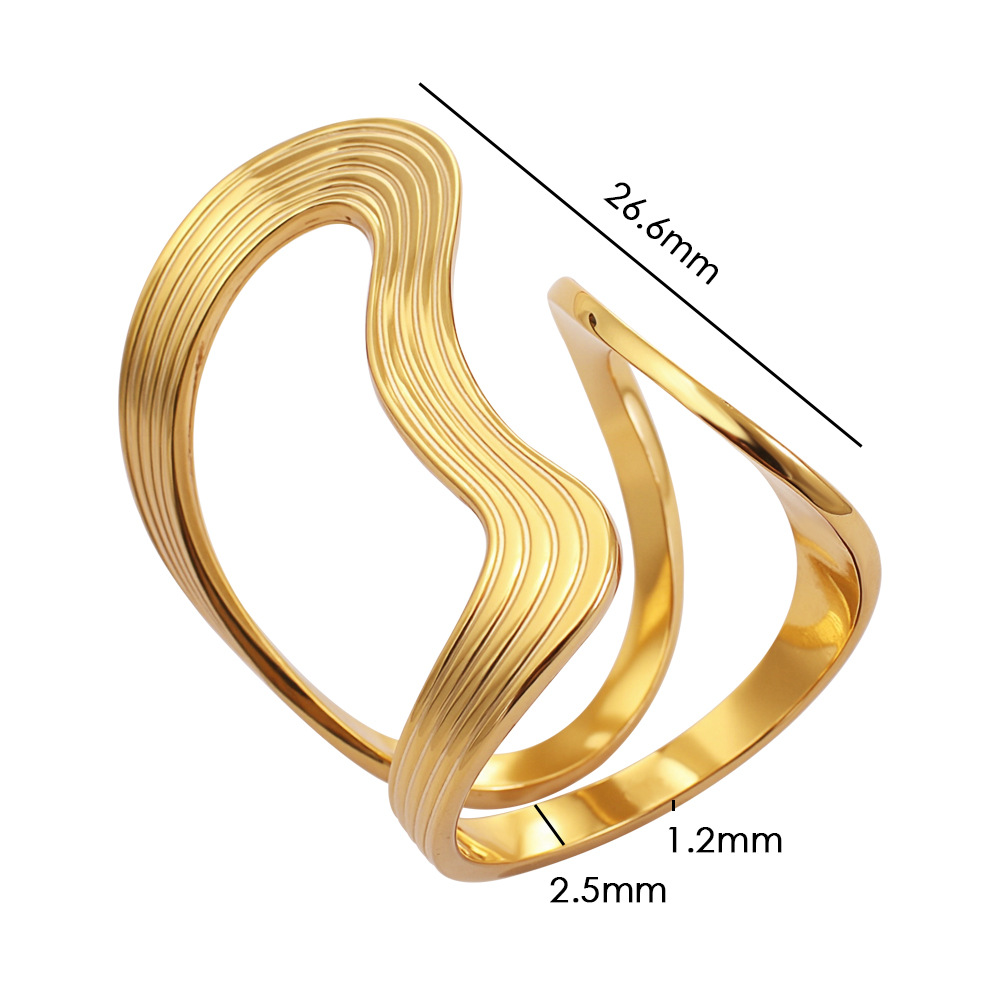 Anello a onde geometrico a tre strati anello aperto impilabile_voghion.com