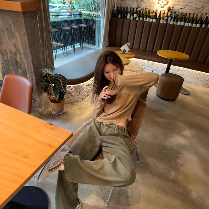 2025 Maillard Color Series ~ R*W Style Xinjiang Cotton Dyed Washed Brown Straight Wide-Leg Old Money Style Jeans