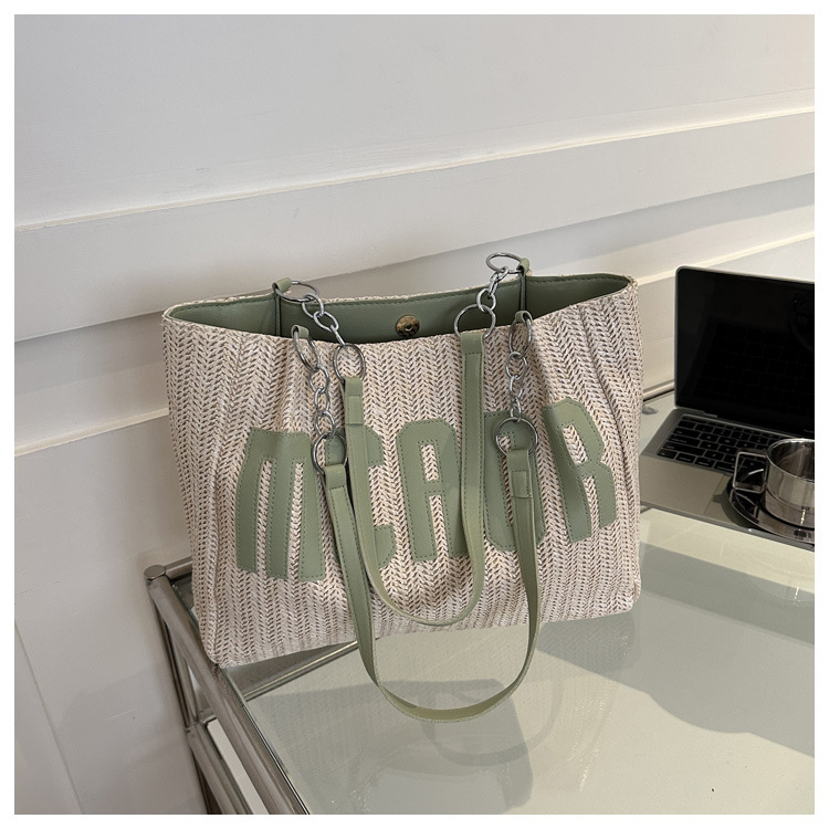 Large capacity fashion tote bag 2025 new style this year's popular woven single-shoulder bag underarm letter handbag wholesale undefined