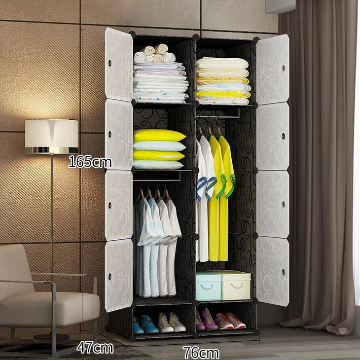 Armario simple moderno armario de tela simple sala de alquiler de tubos de acero engrosamiento reforzado dormitorio en casa montaje de almacenamiento gabinete colgante