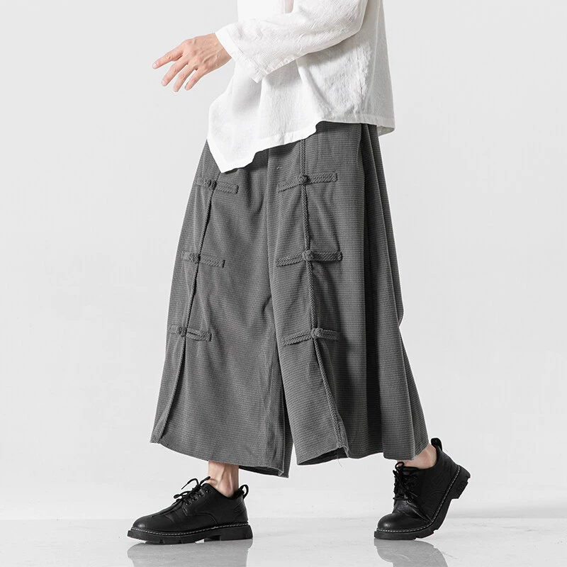 Ямамото Ветер 2025 Осенние и зимние портовые прямые брюки в китайском стиле нейтральные пары больших размеров широкие брюки