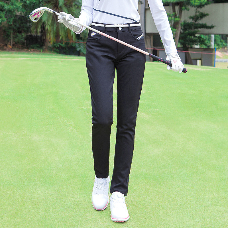 ゴルフ服の新型秋冬服の女性の中腰は身を修めて保温の長いズボンの運動のカジュアルなズボンを厚くします。