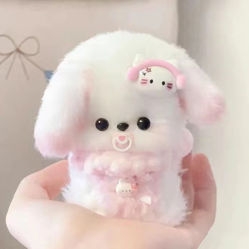 ツイストスティック子犬と猫完成品手作り DIY 材料パッケージ模造ウサギの毛ロングぬいぐるみギフトおもちゃ|undefined