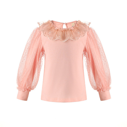 Baby Girl Base Layers Top Autumn Winter Small Medium Children Fashion Versatile Baby Girl Autumn Clothing Bubblesleeve T-shirt Dropshipping