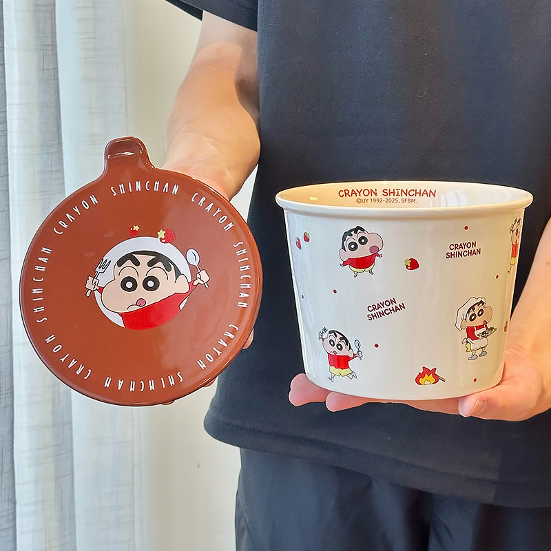 クレヨンしんちゃんセラミックインスタントラーメンボウルホーム新2025高価値カップル大スープヌードルボウル女性ギフトお土産|undefined