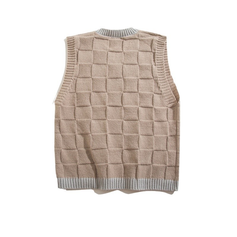일본식 칼리지 스타일 스웨터 조끼 남자 봄과 가을 느슨한 라운드 넥 스웨터 조끼 민소매 올 매치 니트 웨이스트 코트