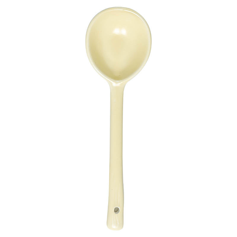 Cuchara de cerámica de estilo retro, mango largo, cuchara de postre de alto valor para el hogar, cuchara de arroz simple y creativa, cuchara, ligero defecto