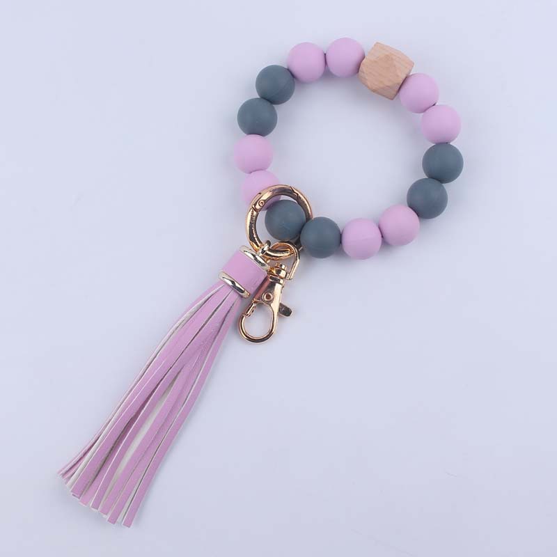 Beaded Design Simple Style Artistic Color Block Alloy Silica Gel Beaded Women's Keychain