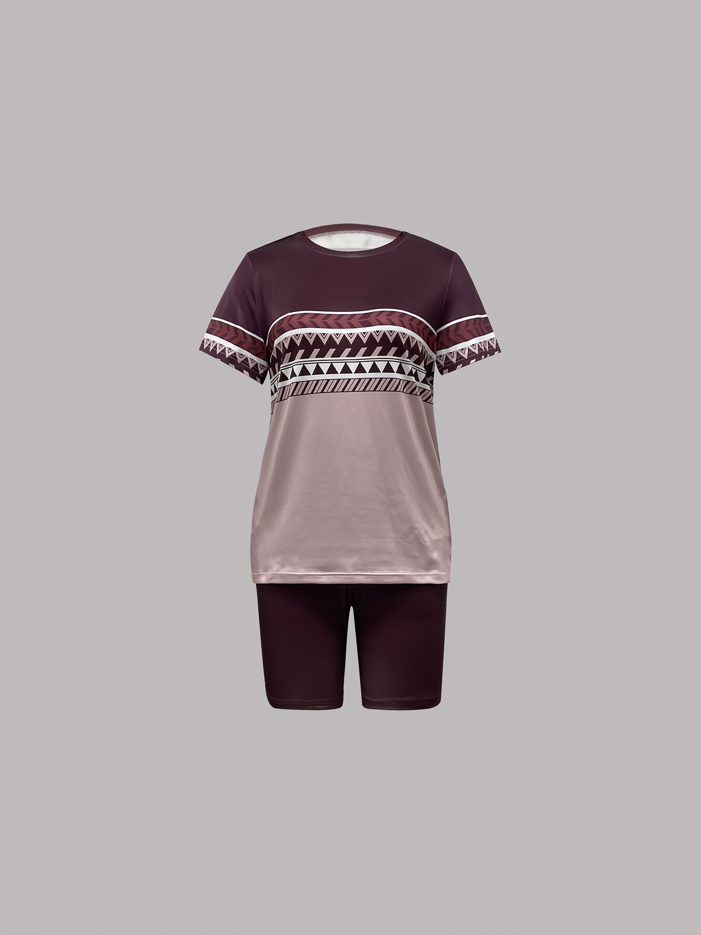 Women's Geometric Print Short Sleeve T-Shirt And Shorts Set - Comfortable Casual Summer Outfit ​​Versatile Two-Piece Coordination_ecoleips.com