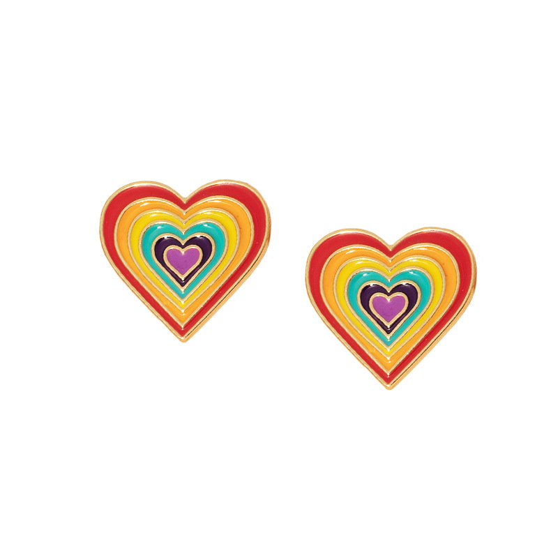 Fashion Alloy Rainbow Heart Earrings Wholesale display picture 1