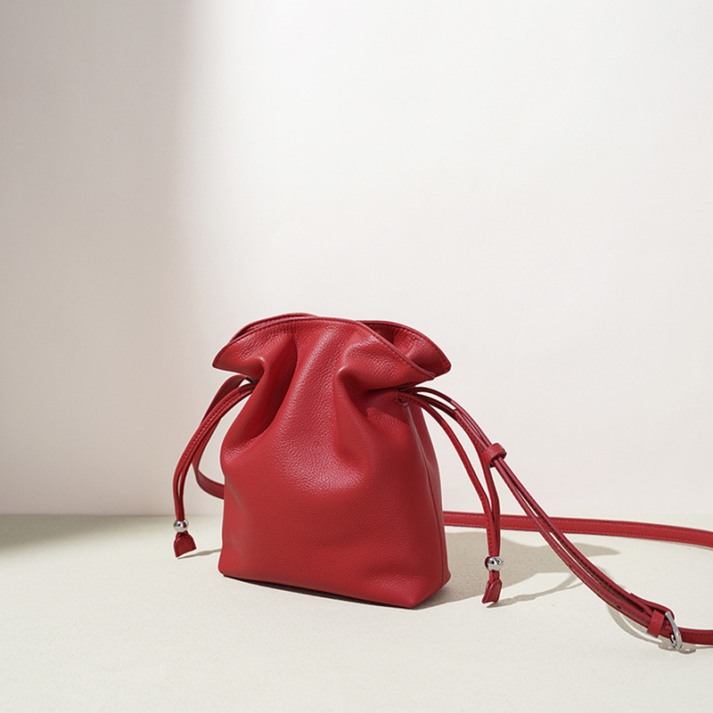 Cross-Border New Lucky Bag Phone Purse Simple Versatile Drawstring Cloud Bag Niche Luxury Genuine Leather Shoulder Crossbody Bag