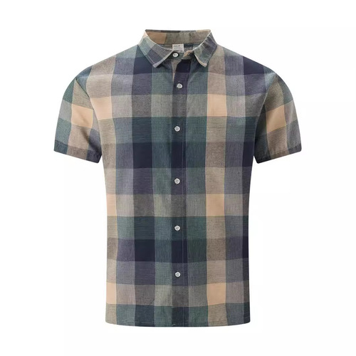 Men's plaid shirt, men's short-sleeved fashionable Korean-style youth casual men's short-sleeved shirt