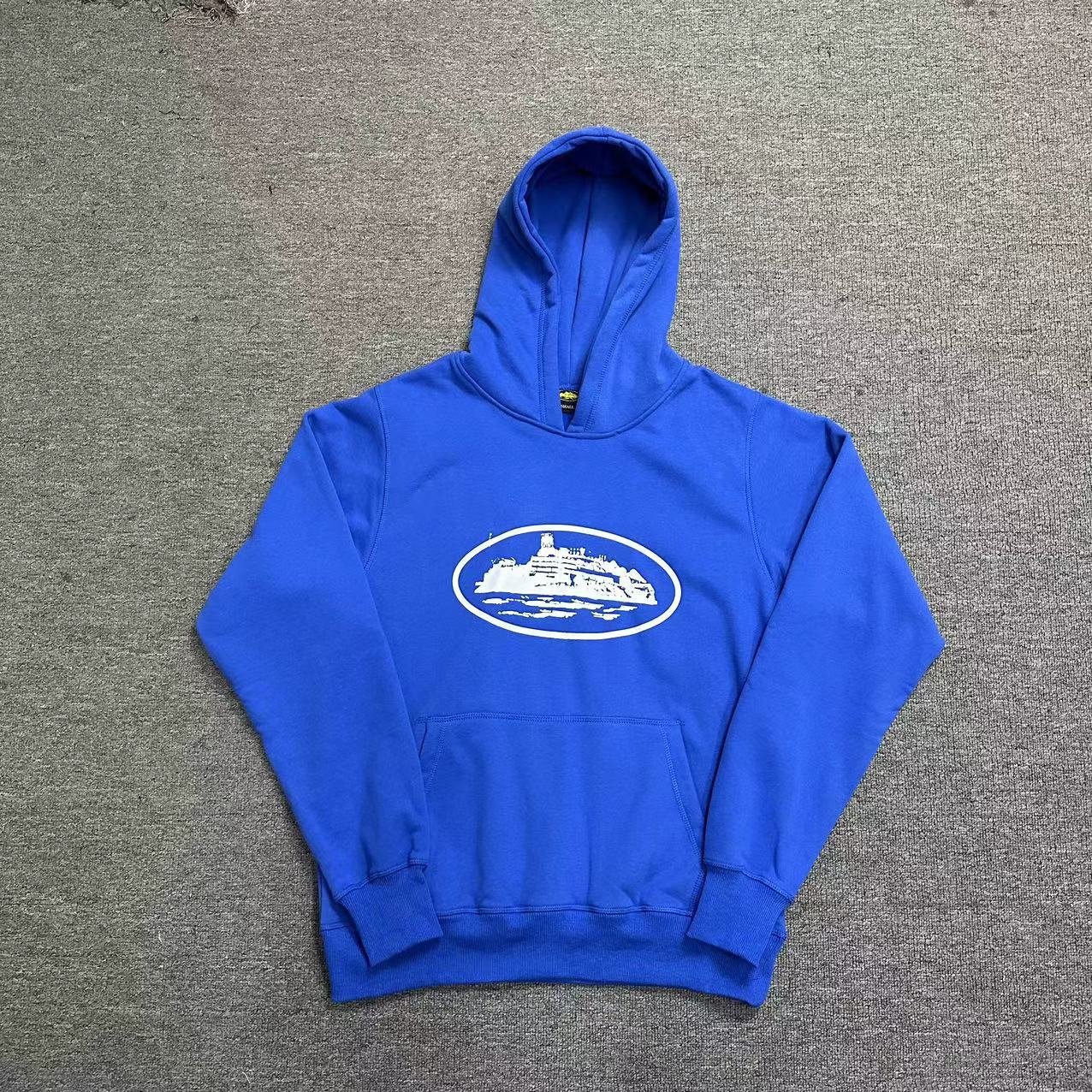 Marca de moda alta calidad isla impreso con capucha suéter casual sweatpants traje