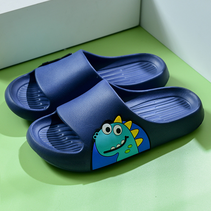 Pantuflas de dinosaurio para niños baño para niños baño interior antideslizante fondo suave bebé casa dibujos animados linda chica sandalias