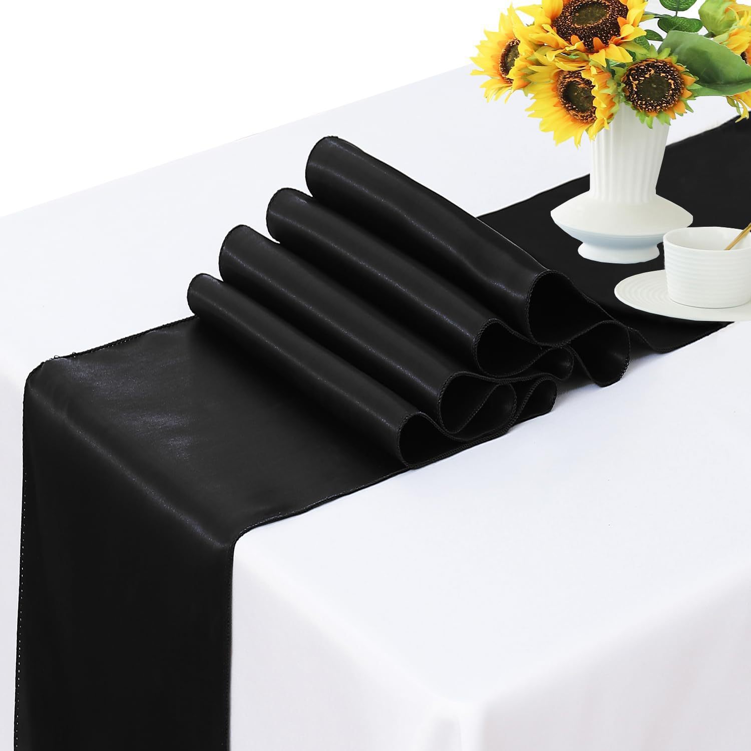 Venta caliente transfronteriza toalla de mesa de seda de satén de estilo europeo bandera de mesa con borde de bloqueo de alta densidad mesa de comedor decoración de fiesta de boda suministro de origen image 8