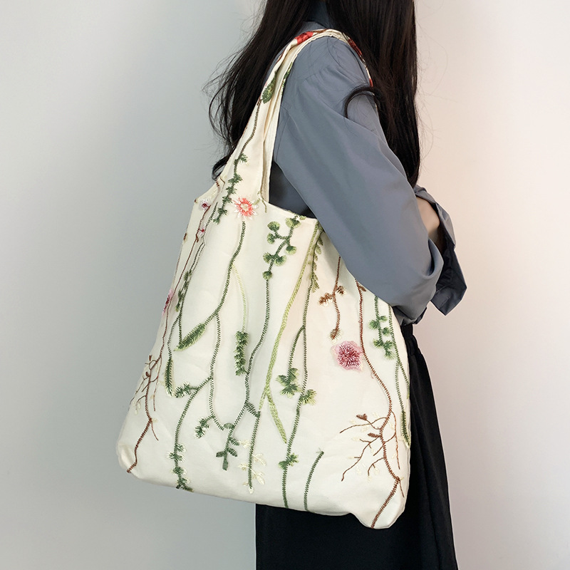 Femmes Style Vintage Fleur Toile Sac De Courses display picture 1