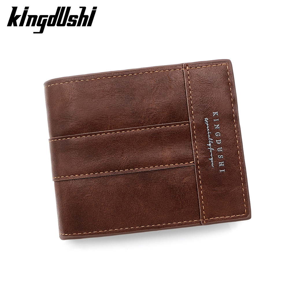 Versión coreana de la billetera de los hombres, bolsa de tres pliegues con costuras cortas y casuales, bolsa de monedas con múltiples tarjetas, bolsa de identificación, billetera para hombres