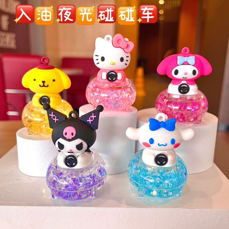New acrylic oil-in-flow sand bottle trembles luminous car Sanrio doll key chain accessories pendant wholesale New acrylic oil-in-flow sand bottle trembles luminous car Sanrio doll key chain accessories pendant wholesale