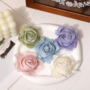 New Chinese Style Fabric Lace Bright Silk Burnt Edge Fabric Rose DIY Headdress Hair Accessories Corsage Clothing Flower Accessories