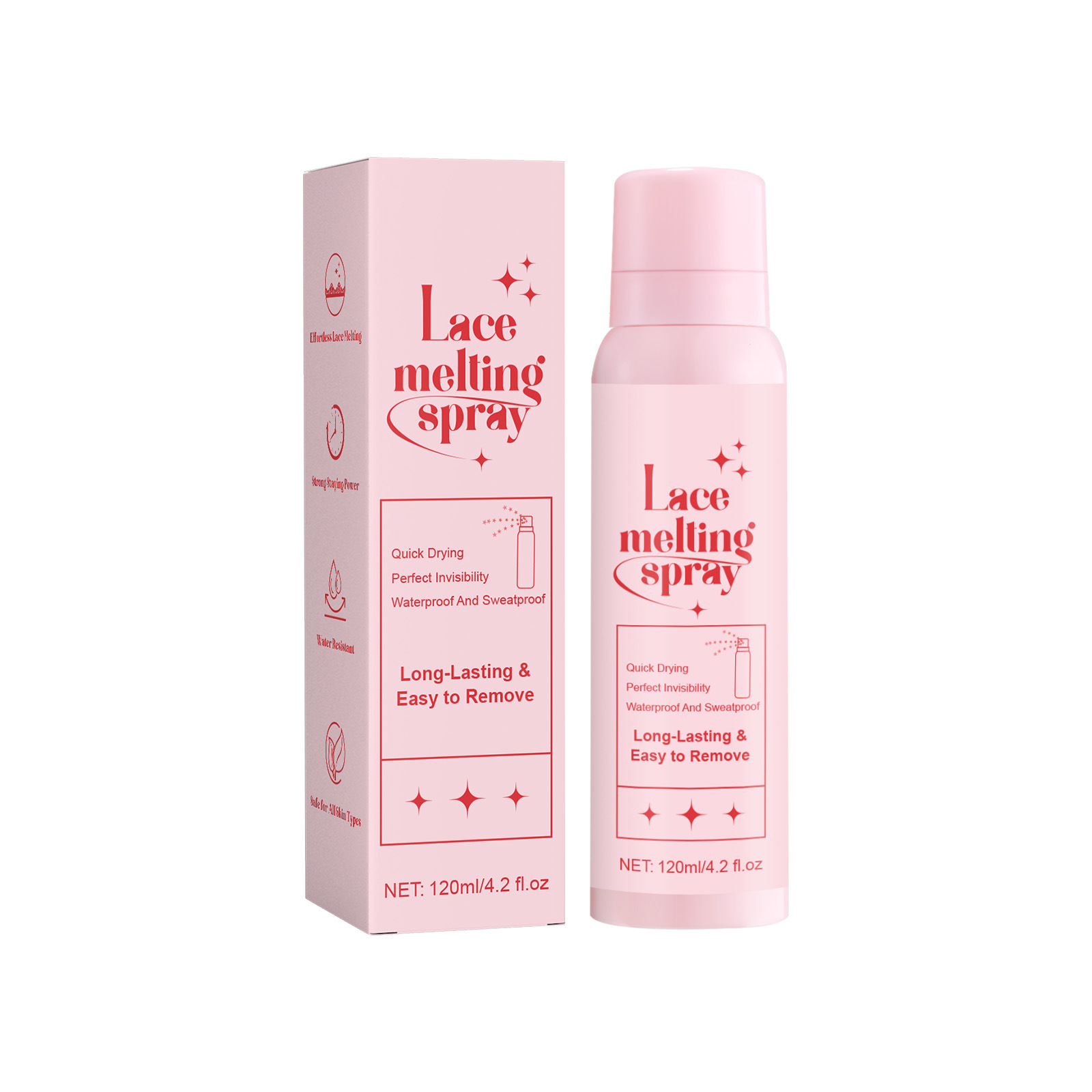 Aerosol adhesivo para pelucas transfronterizas, no estándar, secado rápido, impermeable, anti-transpiración, aerosol adhesivo para cabello fácil de quitar 120ml