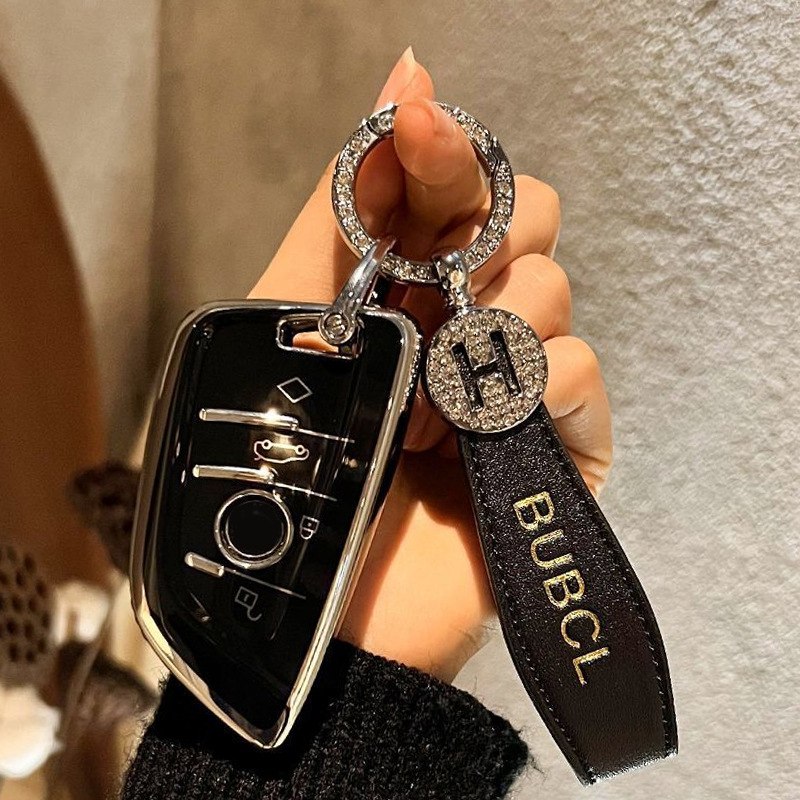 Full diamond H buckle spring ring ins style car keychain ornaments household key chain bag pendant creative leather buckle wholesale