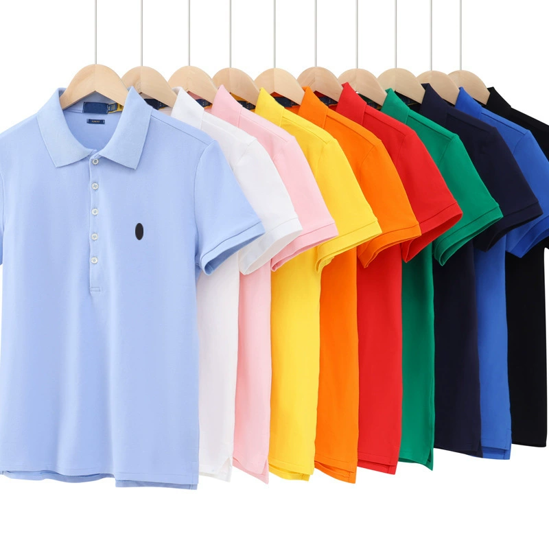 Женская рубашка-поло Cross-border RL Laff War Horse с короткими рукавами и пятью пуговицами, женский облегающий топ с вышитым логотипом пони и отложным воротником.