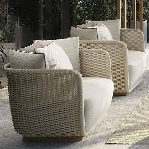 Outdoor Wicker Sofa Balcony Hotel Courtyard Garden Nordic Wicker Furniture Outdoor Leisure Teak Coffee Table Set