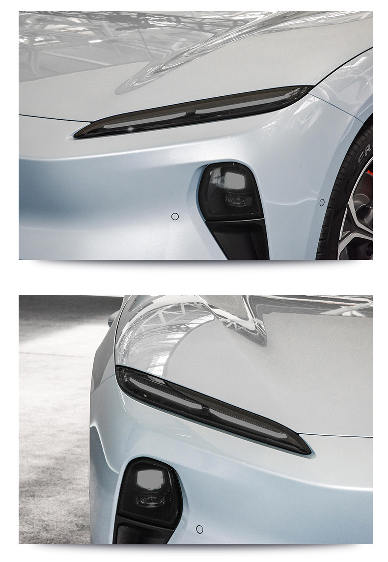 NIO blackened light film TPU front and rear light color changing film with light control, transparent black warrior sticker, good car accessory