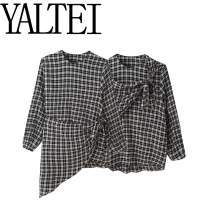 YALTEI跨境速卖通ins欧美外贸 女装 方格纹多功能衬衫8800240809
